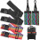 4Pcs Adjustable Luggage Straps with 2 Rainbow 2 Solid Dark Belts + 2 Vertical Stripe Luggage Identifier Tags 1