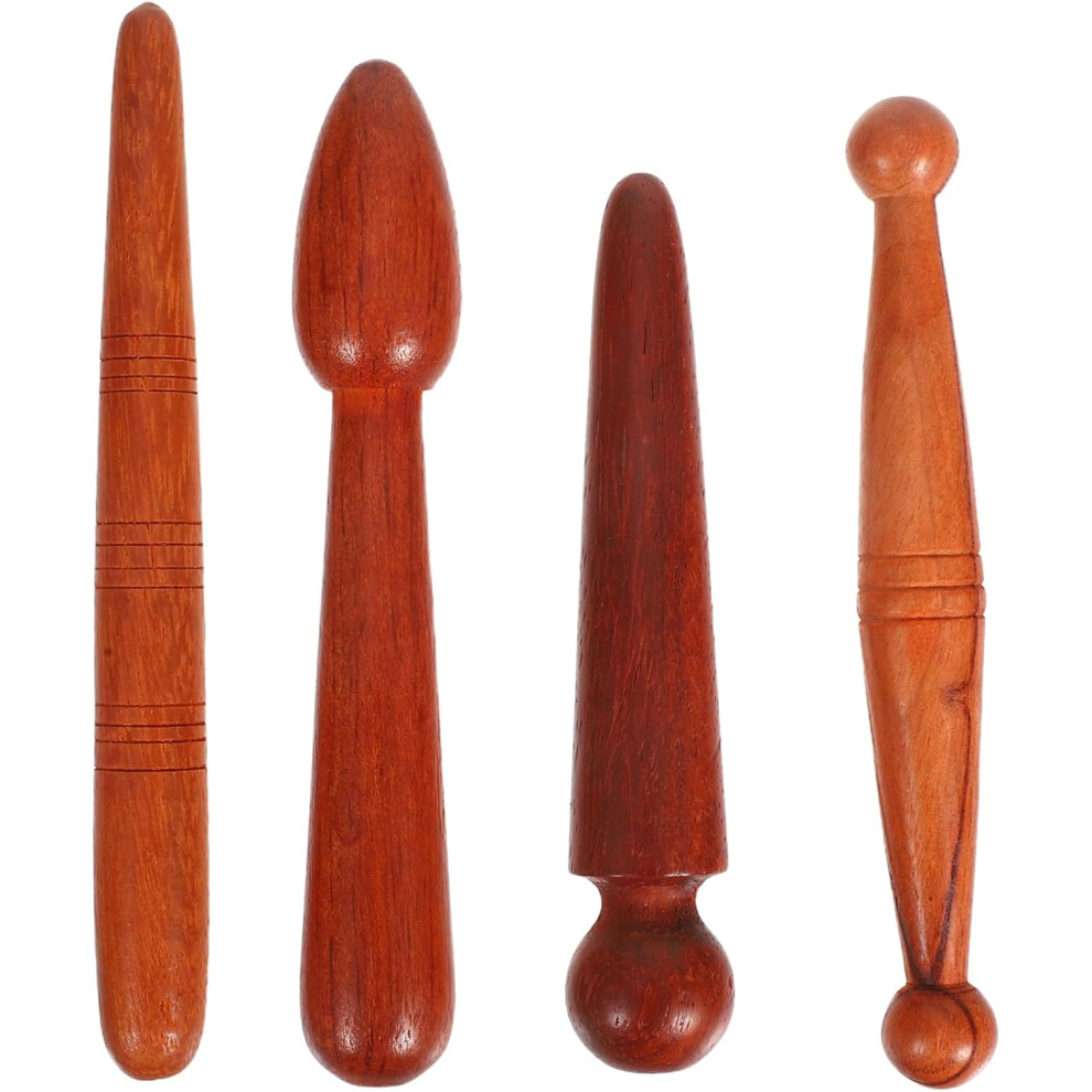 Hkhbjs Brown 4Pcs Massage Stick Set For Trigger Point Relief Handheld Manual Foot Pressure Point Massager