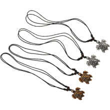 4-teiliges Set aus Halsketten mit Schildkrötenanhängern aus Kunstharz für Damen und Herren, Schmuckset mit Meerestieren