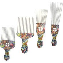 4-teiliges Set Haarkämme mit Vintage-Muster aus Stahlnadeln zum Entwirren der Haare