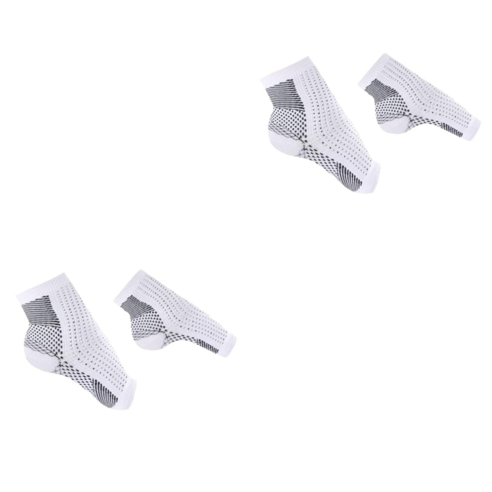 Hkhbjs White/Black 4Pairs Compression Socks For Plantar Fasciitis Sports Elastic Ankle Support Socks Breathable