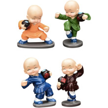 4er-Set Mini-Mönch-Autofiguren, Mönchsstatuen aus Kunstharz, lebendiges, kreatives Design, vielseitig und robust