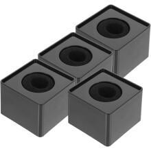 4er-Pack Mikrofonhalter, Mikrofonflaggenstation, quadratisch, schwarz, ABS-Schwammlegierung, DIY-Logo, robust, staubabweisend
