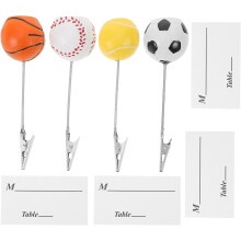 4-teiliges Set Namenskartenhalter aus Kunstharz im Sport-Design mit Fußball-, Basketball- und Tennismotiven