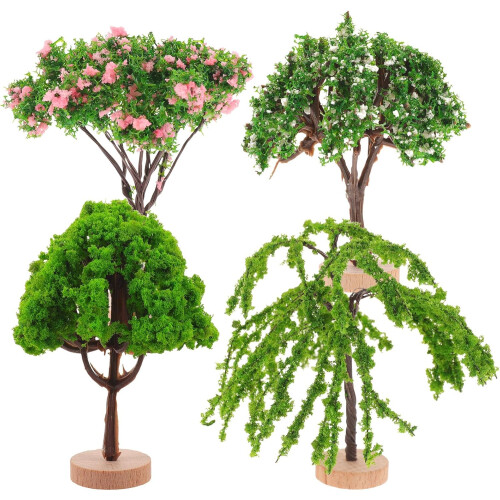 4pcs Miniature Fake Trees Artificial Sand Table Tree Model for Model Train Scenery DIY Craft Accessories