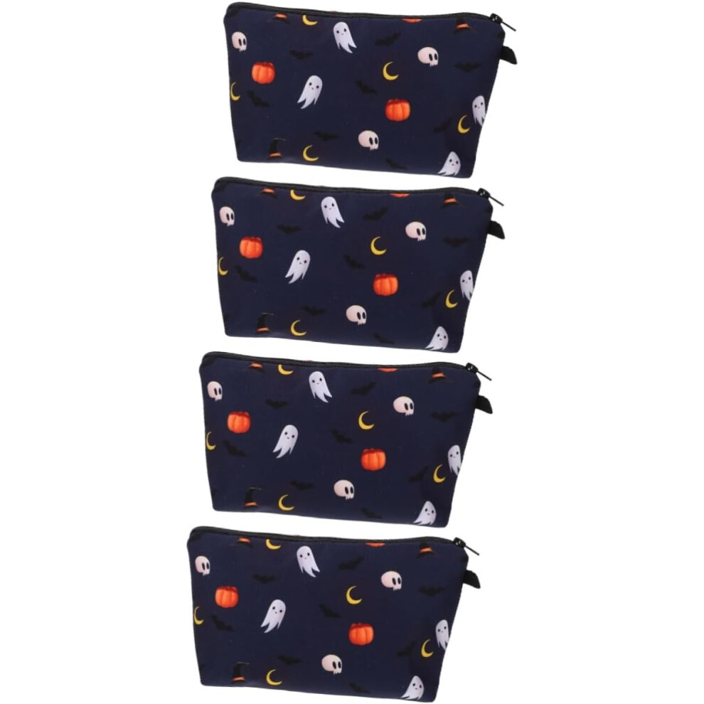 Hkhbjs 4Pcs Halloween Themed Makeup Pouch For Halloween Toiletry Storage Travel Cosmetic Bag For Women