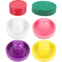 Set de împingătoare de hochei din plastic și pucuri de hochei pe gheață, mânere de împingere de 96 mm în culori asortate, 8 huse din fetru