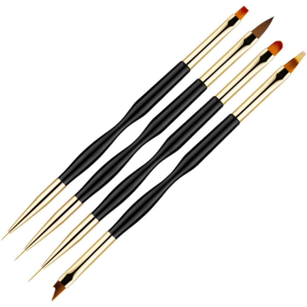 Hkhbjs 4Pcs Nail Art Brush Set Nail Paint Pens Double-Ended Drawing Liner Brush For Manicure Design Craft Projects