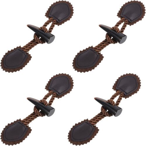 4 Pairs Deep Coffee Coat Toggle Buttons, Clothing Toggle Button Replacement, Overcoat Buckles