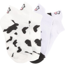 Socken mit Kuhmuster, bestickt, Bootssocken für Mädchen, geeignet für den Alltag, schwarz-weißes Design