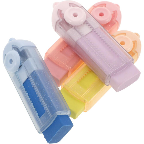 4pcs Portable Push and Pull Erasers for Students Sliding Retractable Erasers Convenient for School Exam Use