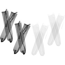 4 Paar Damen-Socken aus transparentem Netzgewebe, ultradünn, atmungsaktiv, leicht, mit Spitzenbesatz, stylische Socken
