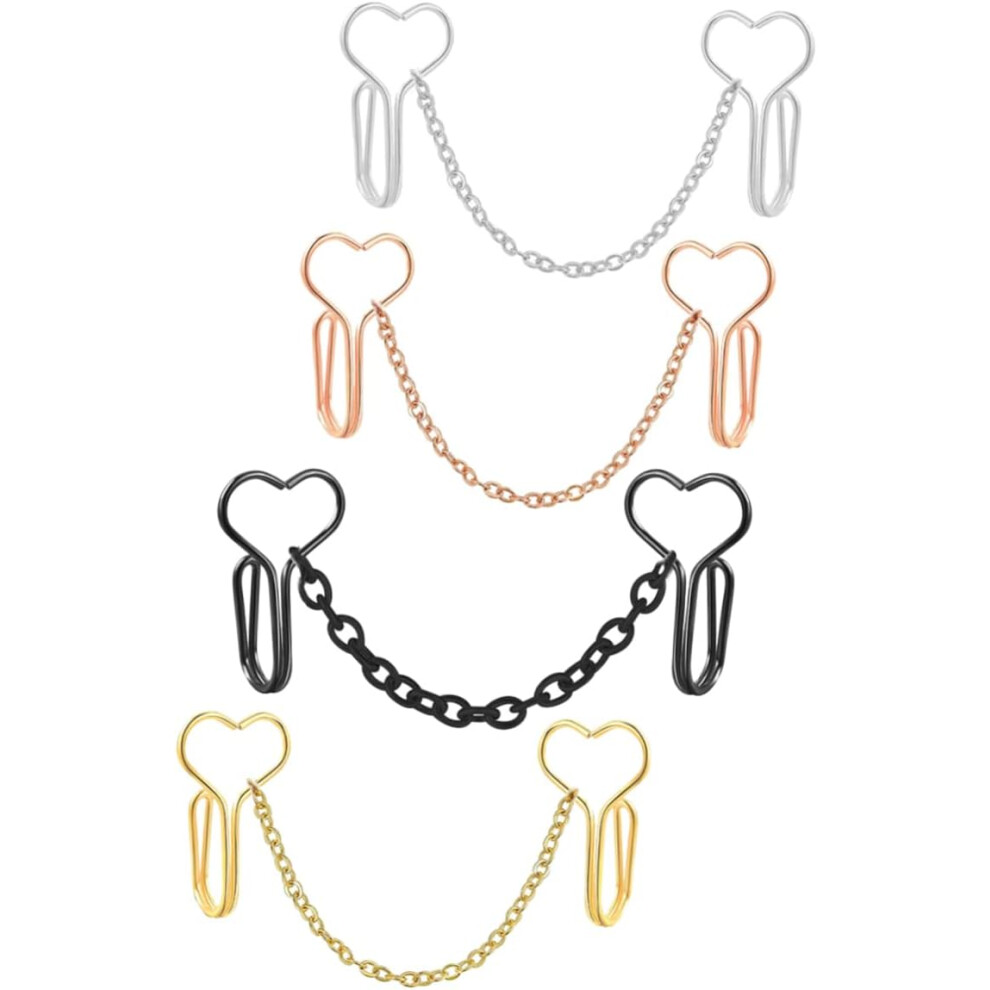 Hkhbjs Gold 4Pcs Rose Chain Nose Chains Nose Jewelry Fake Non Piercing Jewelry
