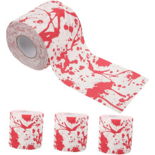 4 rouleaux de papier toilette ensanglanté pour Halloween, motif empreintes de mains, pour décoration festive.