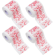 4 rouleaux de papier toilette imprimé à motifs de Noël, mouchoirs en papier sur le thème des fêtes, serviettes de toilette
