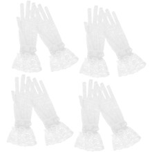 4 Paar Spitzenhandschuhe mit Schleifenverzierung für Hochzeitsbankette und Halloween-Partys, atmungsaktive Netzhandschuhe