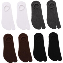 4 Paar Herren-Zehensocken aus Baumwolle mit rutschfestem Silikon-Grip für sportliche Aktivitäten (niedrig geschnitten)