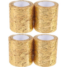 4 Rollen goldener Netztüll, Polyesterband, schickes, auffälliges goldenes Netzdesign