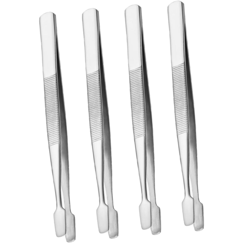 Hkhbjs 4Pcs Stainless Steel Stamp Tweezers For Collectors With Precision Flat Tips
