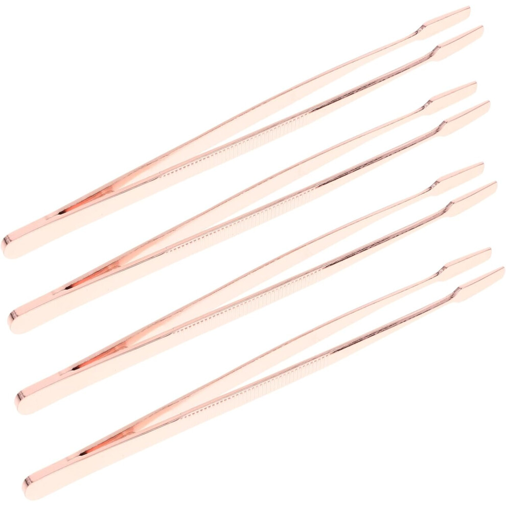 Hkhbjs Gold 4Pcs Stainless Steel Eyelash Tweezers Straight Tips Metal Lash Extension Tweezers Fake Lash Applicator