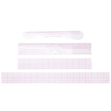 4-delige quiltlinialen en naaicurve-linialen set voor het maken van patronen, gemaakt van kunststof.