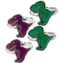 4er-Set Dinosaurier-Stimmungsringe für Kinder, farbwechselnde, temperaturempfindliche Schmuckringe mit offenem Band