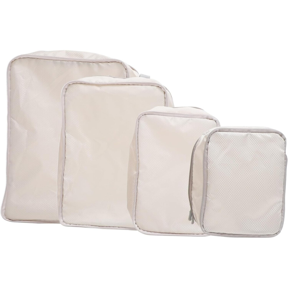 Hkhbjs Beige Compression Packing Cubes For Suitcases Travel Luggage Organizer Bags