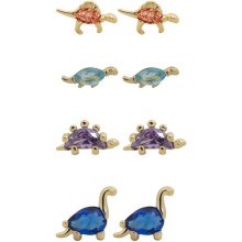Paar kleine Dinosaurier-Ohrstecker, 18 Karat vergoldet, Cartoon-Motive, kreative Ohraccessoires mit Regenwald-Tiermotiven