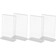 4er-Set Acryl-Displayständer, vertikaler Schilderhalter für Dokumente, für Bürotische und Einzelhandelsbeschilderung