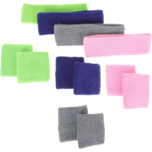 4 Sets mit Stirnbändern und Armbändern für Jungen, schweißabsorbierend, aus Baumwolle, verstellbar und dehnbar, für Sport.