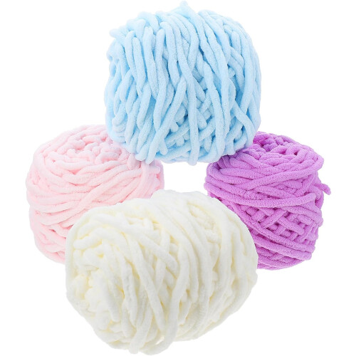 4-pack handstickat bomullsgarnset DIY ullgarn för halsduks- och mössstygn
