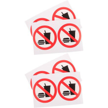 4pcs No Outside Food or Drinks Vinyl Sticker Set 5x5cm Self-Adhesive Shop Door Sign