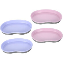 4-teiliges Schmucktablett aus Edelstahl für Kosmetiktisch und Badezimmer, mit gewelltem Design