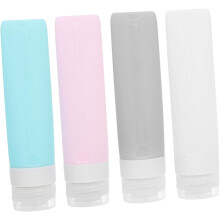 4 Silikon-Reiseflaschen für Flüssigkeiten, auslaufsicher, Shampoo-Halter