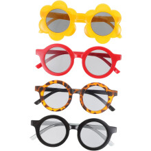 4er-Set Sonnenbrillen für Jungen und Mädchen mit Sonnenblumenmotiv – ideal als Mitgebsel für Partys und zum Spielen im Freien.
