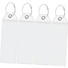 Etiquetas de bagagem de aço inoxidável de 4pcs com portadores de cartão de identificação de nome de PVC Etiquetas práticas de bolsa de viagem