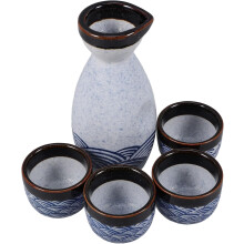 Service à saké en céramique japonaise 5 pièces avec tasses de 35 ml et pot de 180 ml pour la maison et le bureau