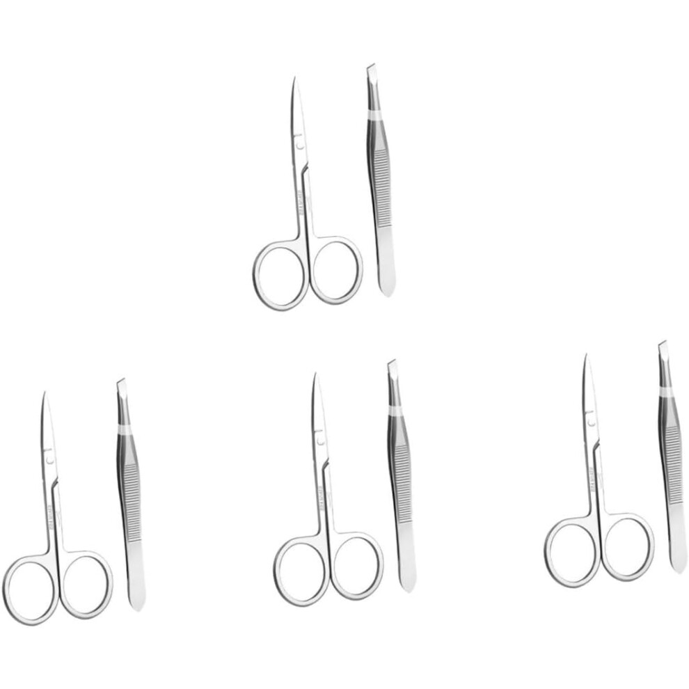 Hkhbjs 4 Sets Eyebrow Tweezer And Scissor Kit For Beauty Makeup Includes Practical Eyebrow Clips