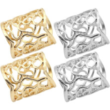 Vintage Schalring-Schalschnalle mit hohler Rose, 4er-Set, gold-silberne Schalclips für Damen