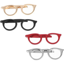 Lot de 4 pinces à cravate dorées pour homme, élégantes et en forme de lunettes, parfaites pour un costume.