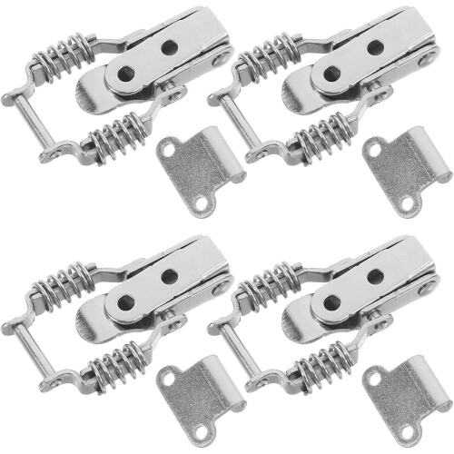 Iron Spring Loaded Toggle Latch Clamps Sturdy Metal Hasps 4pcs Heavy Duty Double Spring Design Versatile Use
