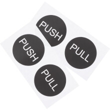 Autocollants ronds à pousser/tirer résistants à l'usure, lot de 4 autocollants de porte en PVC noir avec un design ajouré délicat.