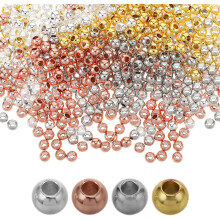 400pcs Round Metal Loose Connector Beads Smooth Metal Spacers for DIY Bracelet Necklace Jewelry Making