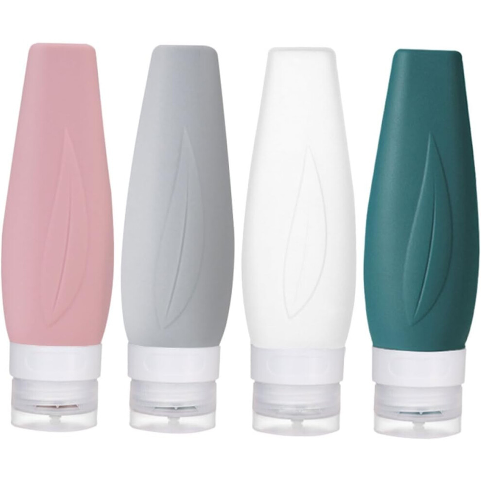Hkhbjs Travel Silicone Bottles Set 4Pcs 90Ml Small Refillable Lotion Containers With Storage Bag