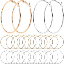 40 Stück runde, leichte Metall-Creolen für Damen, geeignet für Alltag und festliche Anlässe.