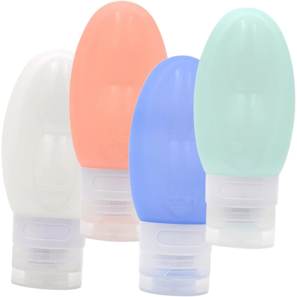 Hkhbjs 4Pcs Silicone Dispensing Bottle Travel Shampoo Bottles For Toiletries Lotion Container Leakproof Lids