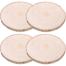 4er-Set Untersetzer aus Holz für Tassen und Töpfe, beige, modisch