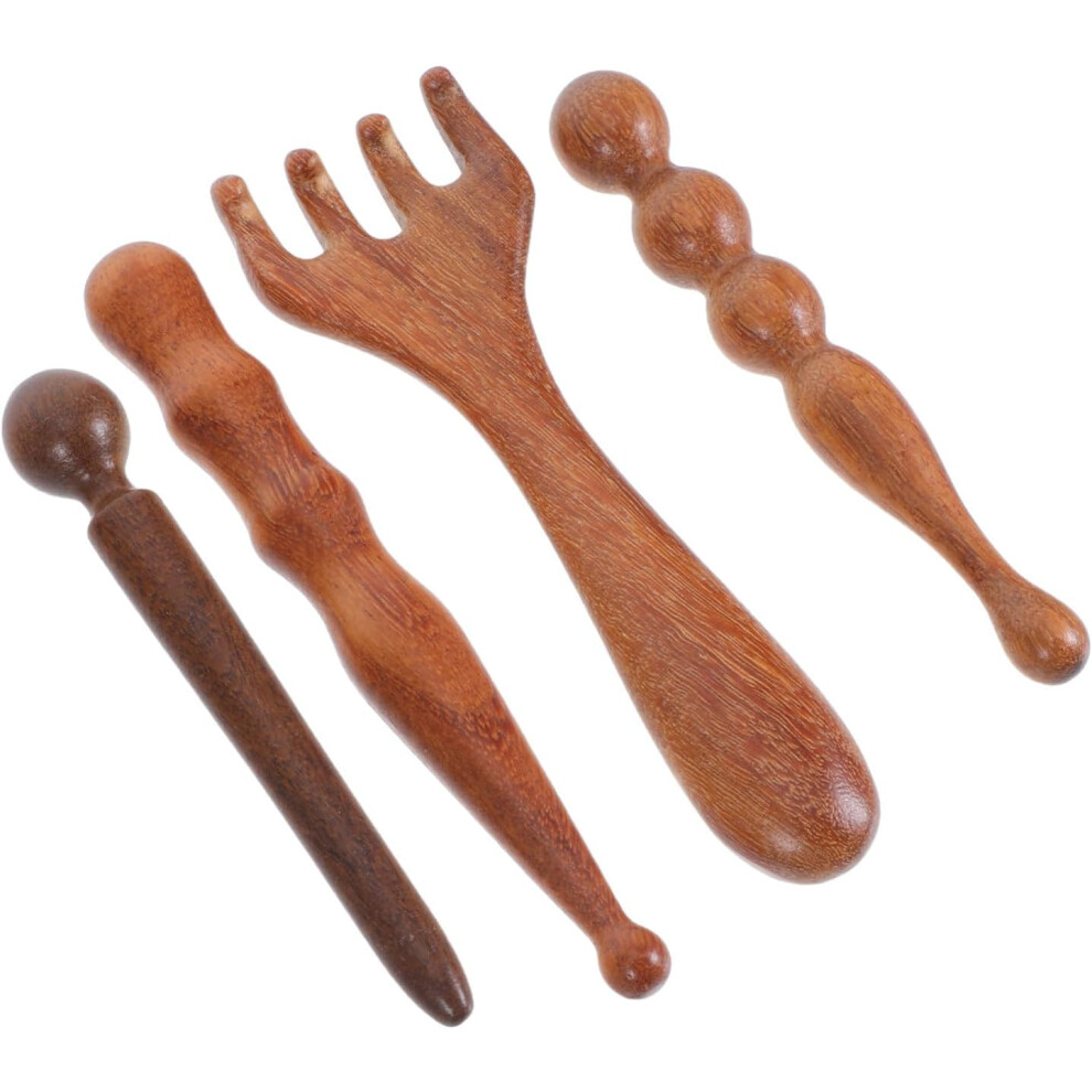 Hkhbjs 4Pcs Wooden Massage Stick For Scraping And Acupressure Therapy Natural Wood Tools