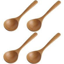 4-teiliges Servierlöffel-Set aus Holz mit langen Griffen, verschleißfeste Kochlöffel aus Buchenholz