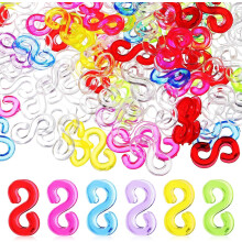 Regenbogenfarbene Gummiband-Armbandclips, DIY-Set, 40 Stück (farbig), Kunststoff-S-Clips für Loom-Bänder